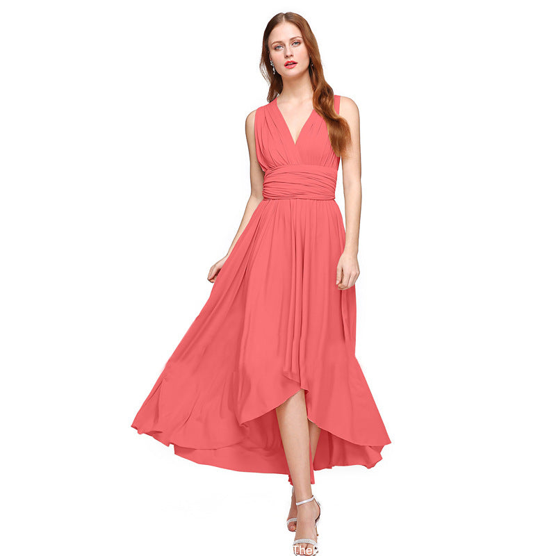 Damen Elegantes Maxikleid mit Wickeloptik und asymmetrischem Saum WW