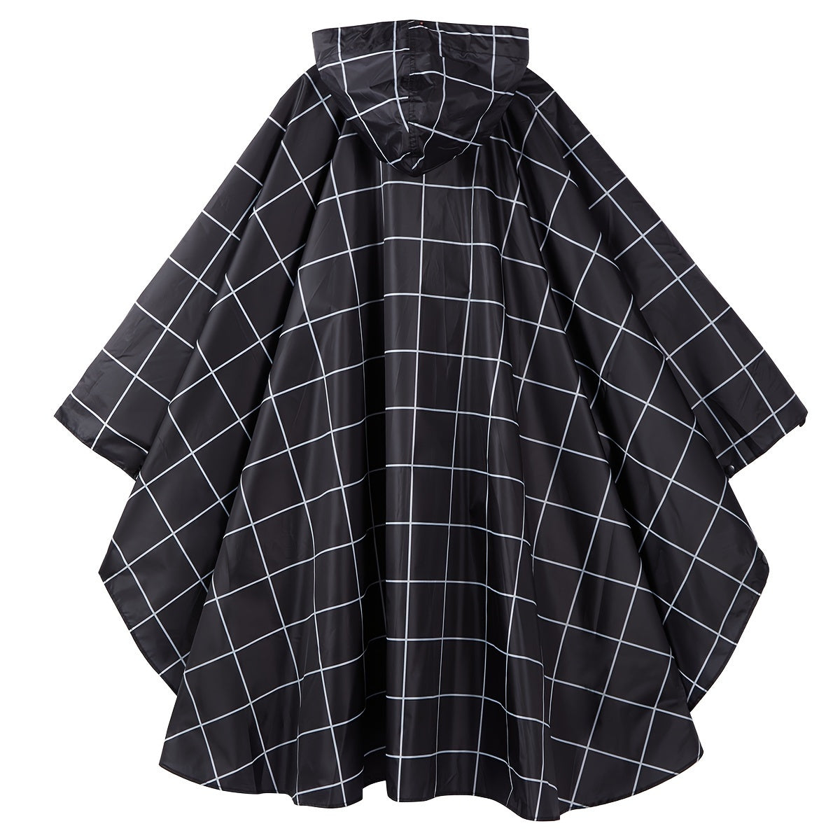 WW | Sportliche Damen Regenponcho Mit Kapuze Und Geometrischem Muster