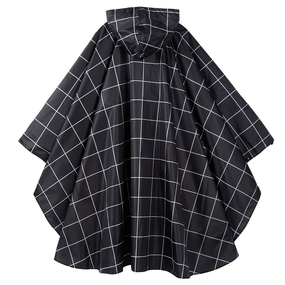 WW | Sportliche Damen Regenponcho Mit Kapuze Und Geometrischem Muster