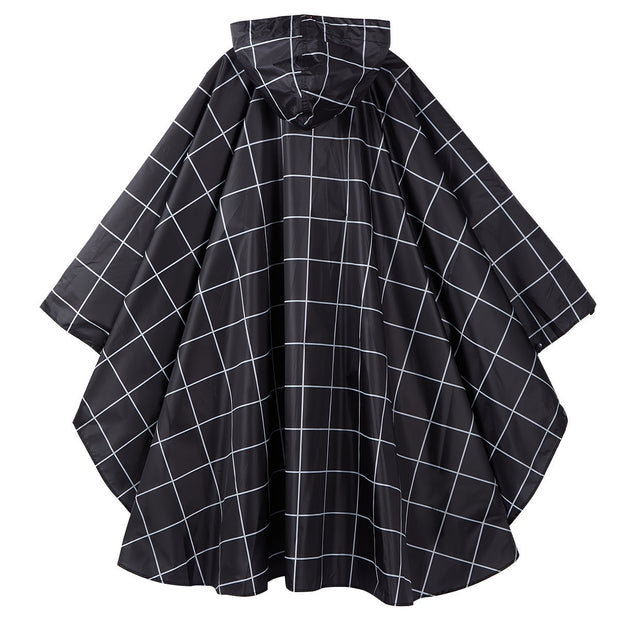WW | Sportliche Damen Regenponcho Mit Kapuze Und Geometrischem Muster