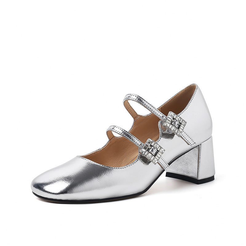 WW | Rund Kopf Chunky Absatz Niedrig Schnitt Bequeme Pumps