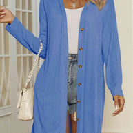 WW | V-Ausschnitt Knopf-Oben Langarm Cardigan