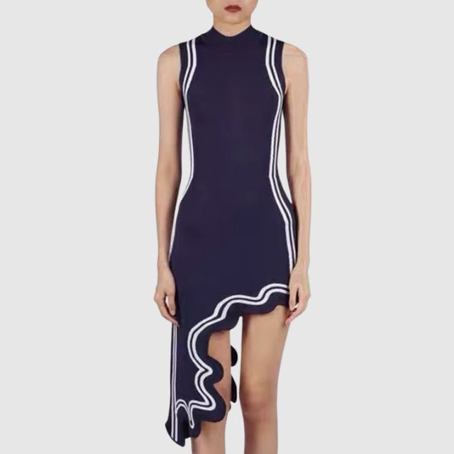 WW | Ärmelloses Kleid mit Kontrastpaspelierung