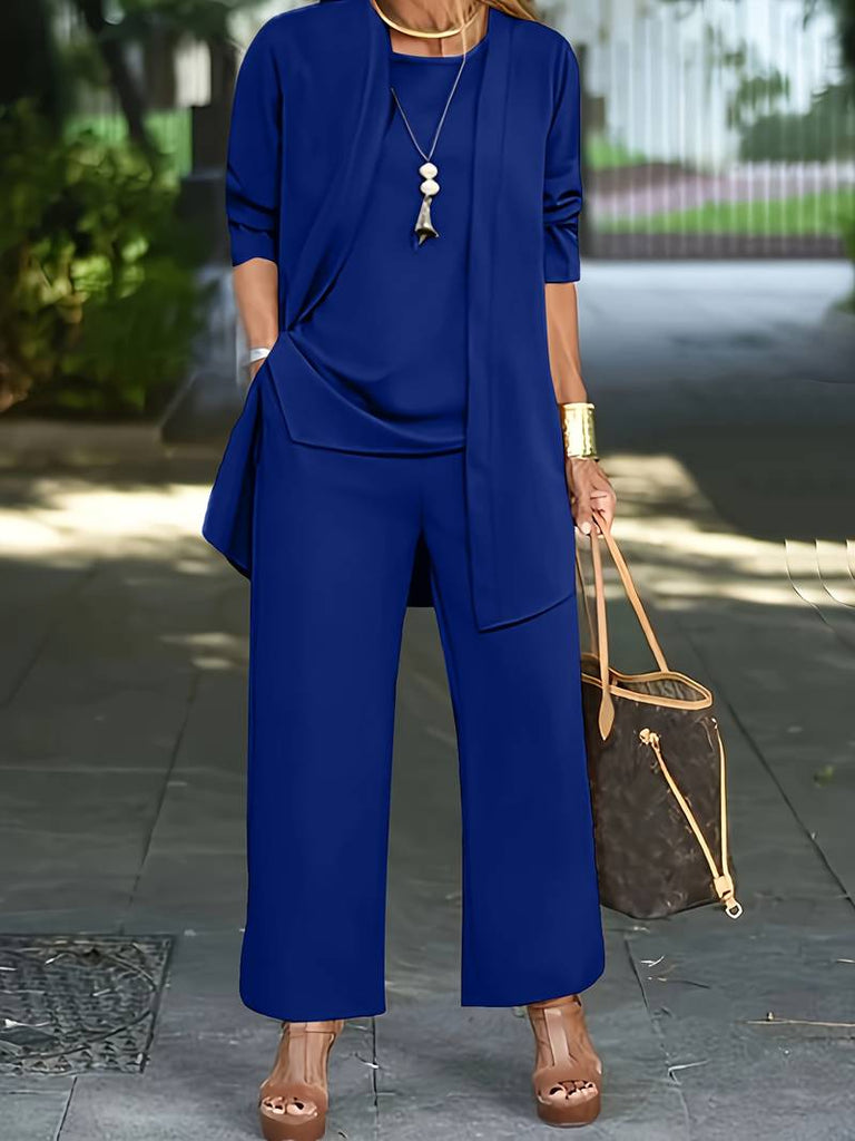 WW | Loungewear Satz Mit Strickstrickjacke, Top Und Langer Hose