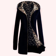 Damen Sportliche Longjacke mit leopardenmuster innen WW