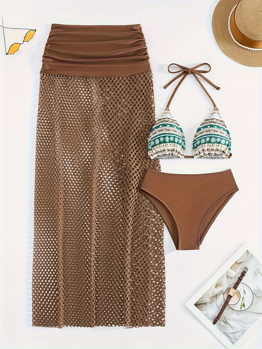 WW | Dreiteiliges Bikini Satz Mit Tribal Print Für Damen