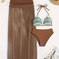 WW | Dreiteiliges Bikini Satz Mit Tribal Print Für Damen