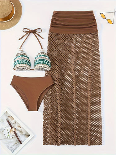 WW | Dreiteiliges Bikini Satz Mit Tribal Print Für Damen