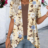 WW | Bluse Fake Zweiteiler Blumenmuster