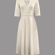 WW | Elegantes Midi-Kleid mit Tiefem V-Ausschnitt für Damen