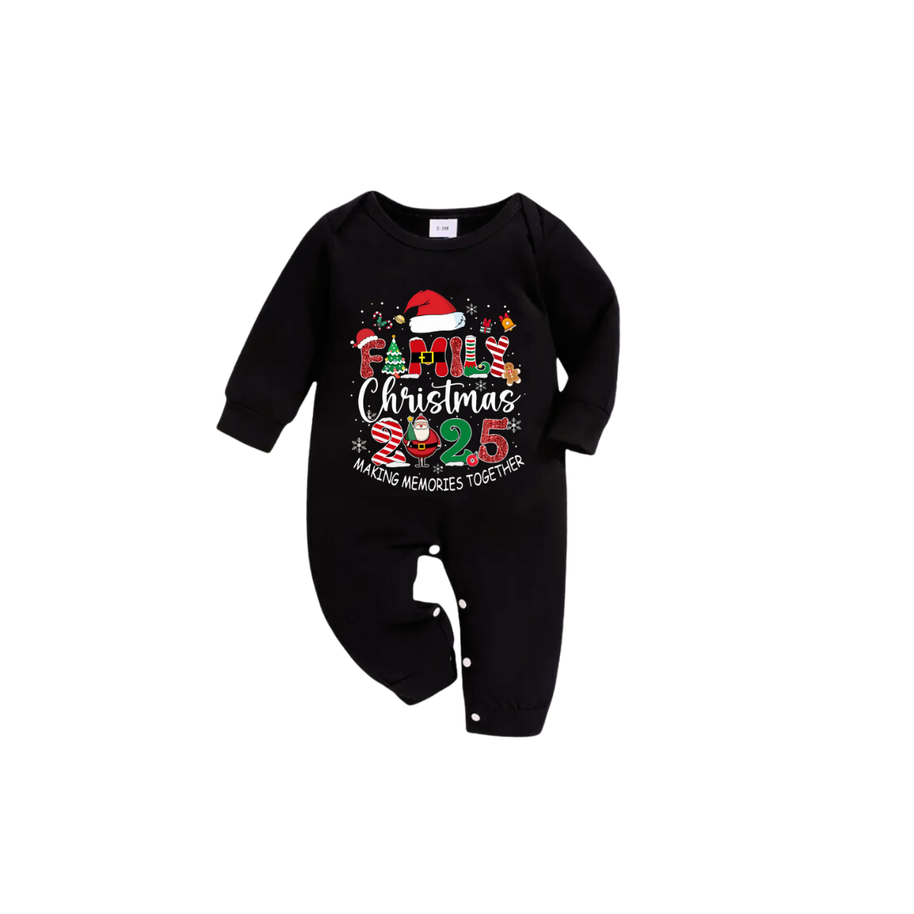 WW | Schwarzes Top und grüne kariierte Hose Weihnachts-Pyjama-Set mit dem Text 