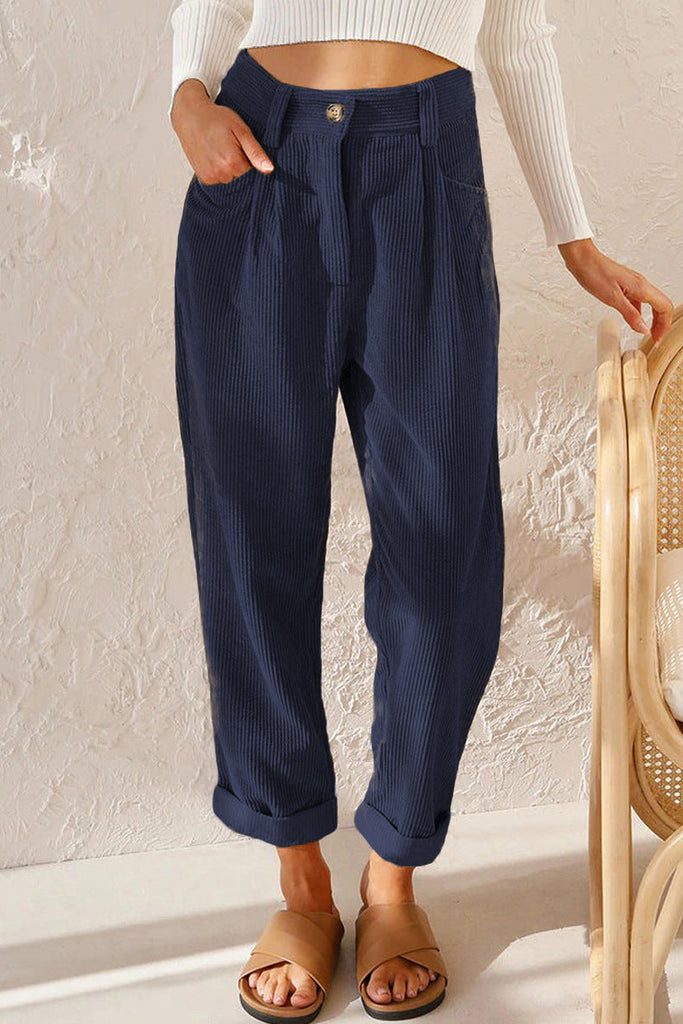 WW | Damen Corduroy Lockere Gerade Hose