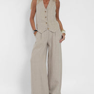 WW | Damen Elegantes 2-teiliges Leinenset
