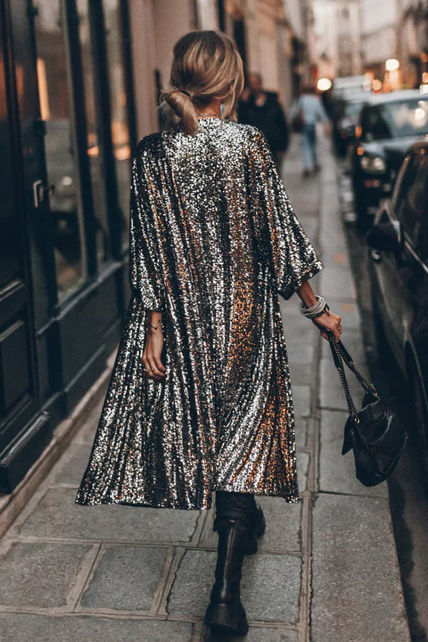 W&W Mode | Disco Glamour Pailletten Glockenärmel Kimono