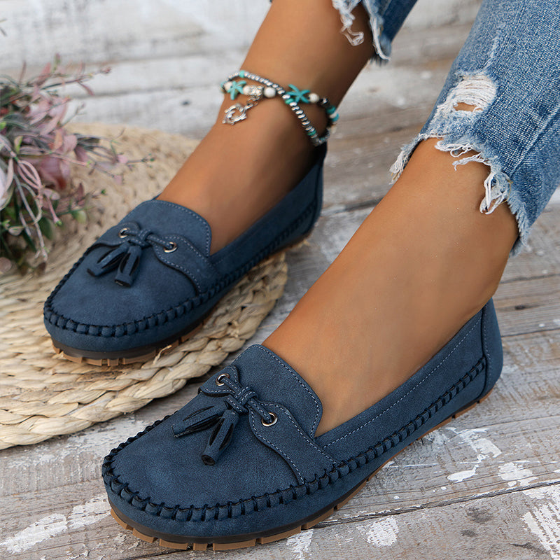 W&W Mode | Klassische Wildleder Loafer Mit Quastendetail Für Damen