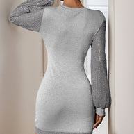 WW | Pailletten-Minikleid Mit Rundhalsausschnitt Und Langen Ärmeln Für Damen