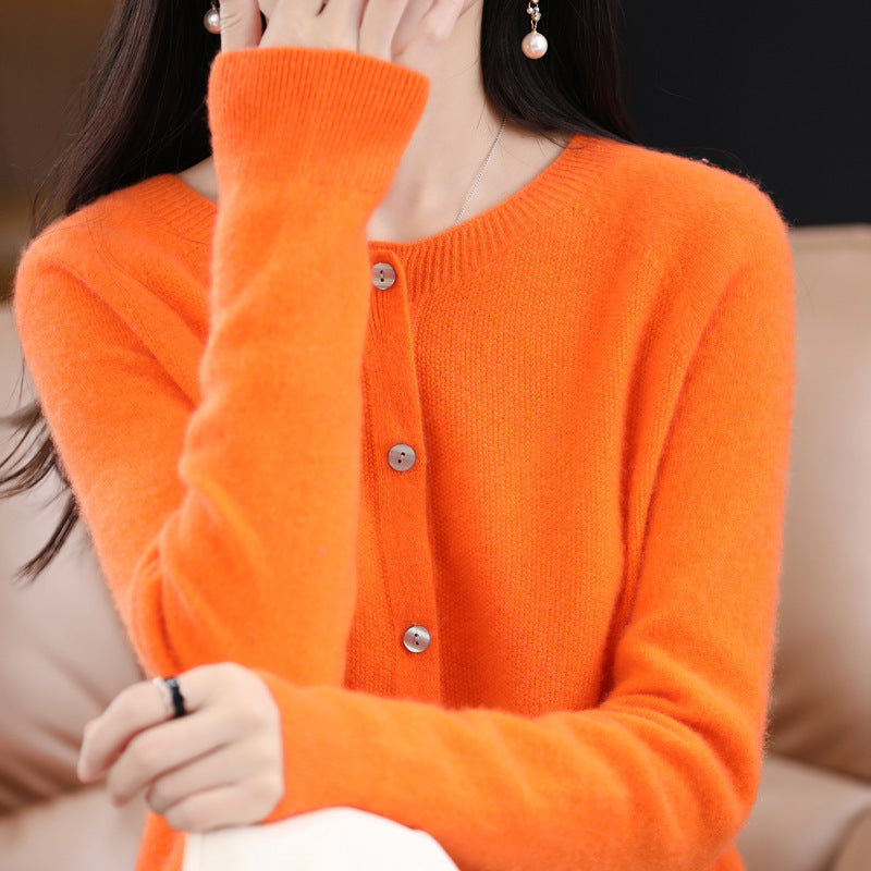 WW | Lockerer Damen Cashmere Strickjacke Mit Rundhalsausschnitt Aus Hochwertiger Veganer Wolle