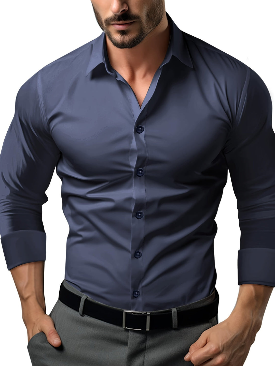W&W Mode | Slim Fit Einfarbiges Baumwollhemd