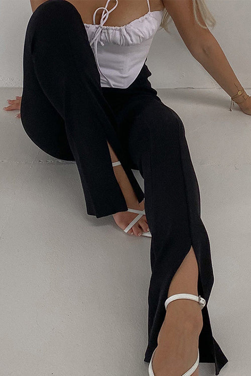 WW | Rosiedress Hohe Taille Schlitz Schlaghosen Skinny Pants
