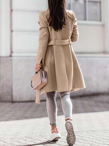 W&W Mode | Damen Doppelknopf Wollmix Trenchcoat Slim Fit, Kniehöhe