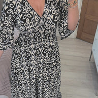 WW Kleid | Modisches Maxikleid mit V-Ausschnitt und Blumenmuster für Frauen