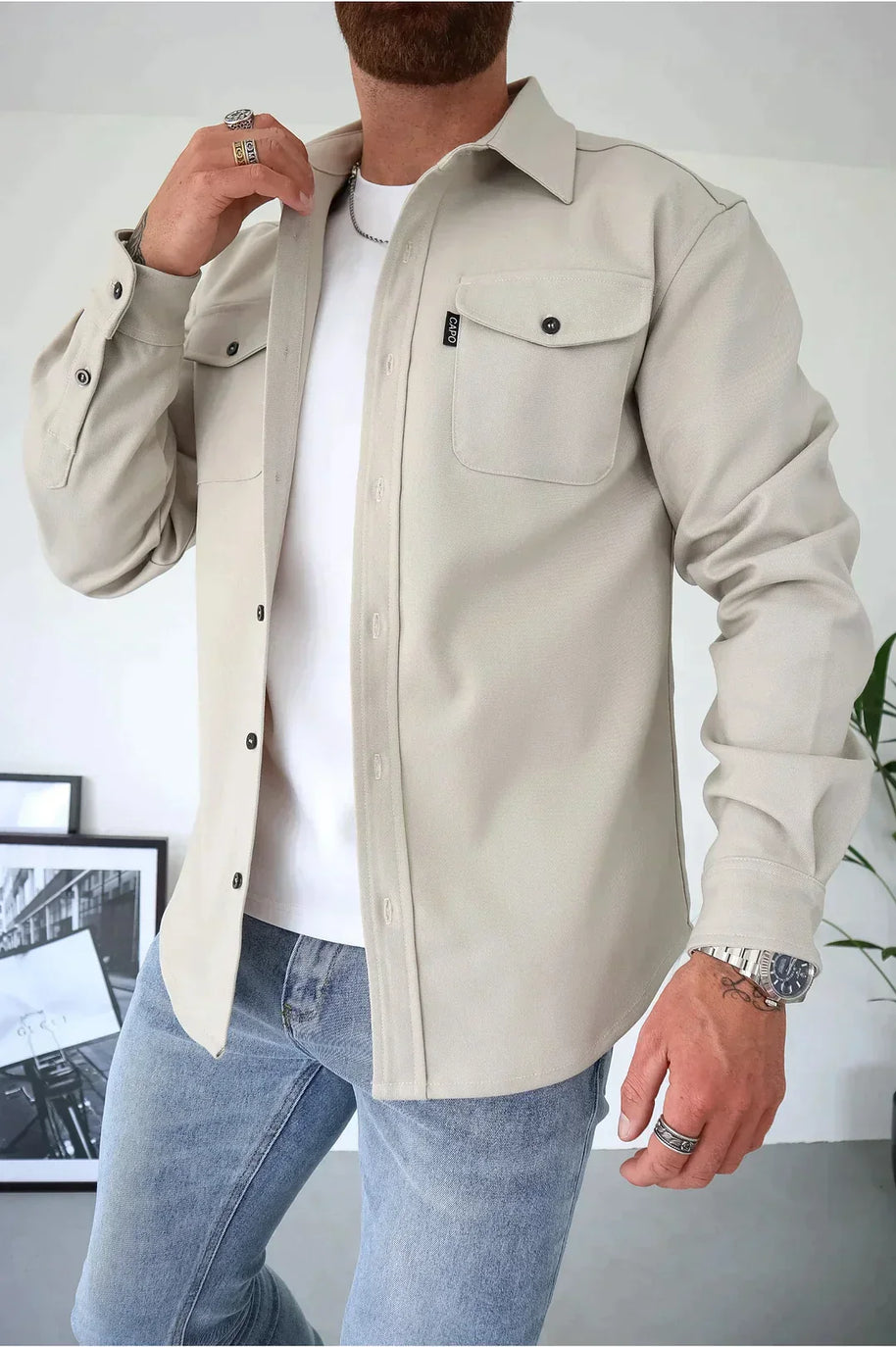 WW | Premium-Jacke mit Knopfverschluss für Herren | Stylische und bequeme Jacke
