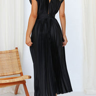 WW | Hallo Schöne Satin Plissee Midi Kleid