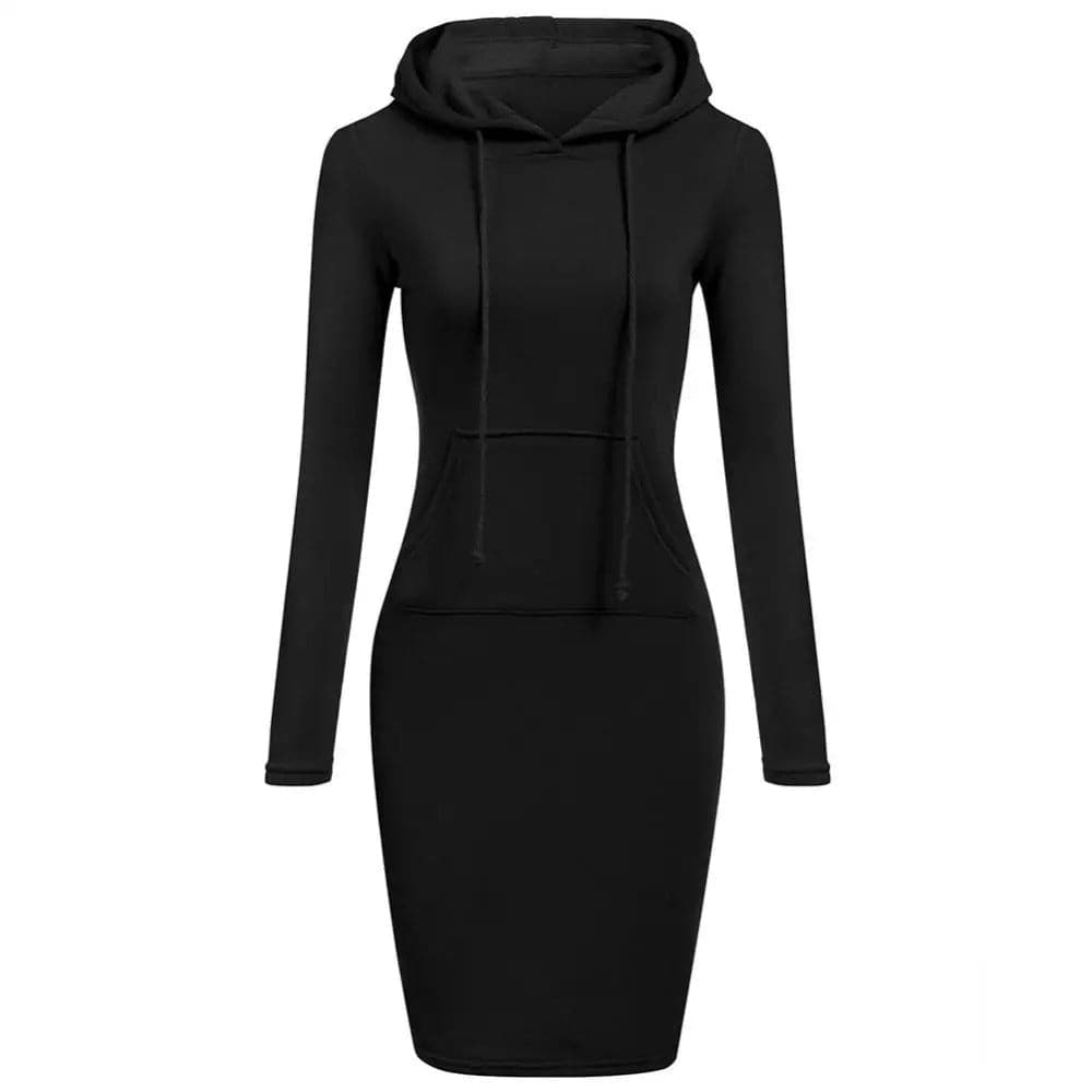 WW | Hoodie Kleid - Lange Ärmel - Verstellbare Kapuze - Kängurutasche - Slim Fit