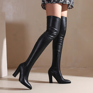 WW | Spitz Hohe Schuhe mit Reißverschluss An Der Seite Frauen Große Lange Ärmel Knie Stiefel