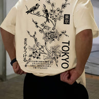 WW | Lässiges Herren T-shirt Mit Blumen Und Vogelprint