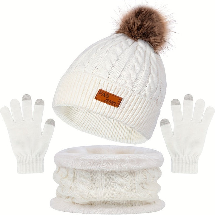 W&W Mode | Lässiges Winter Essential Mütze und Handschuh Set für Frauen