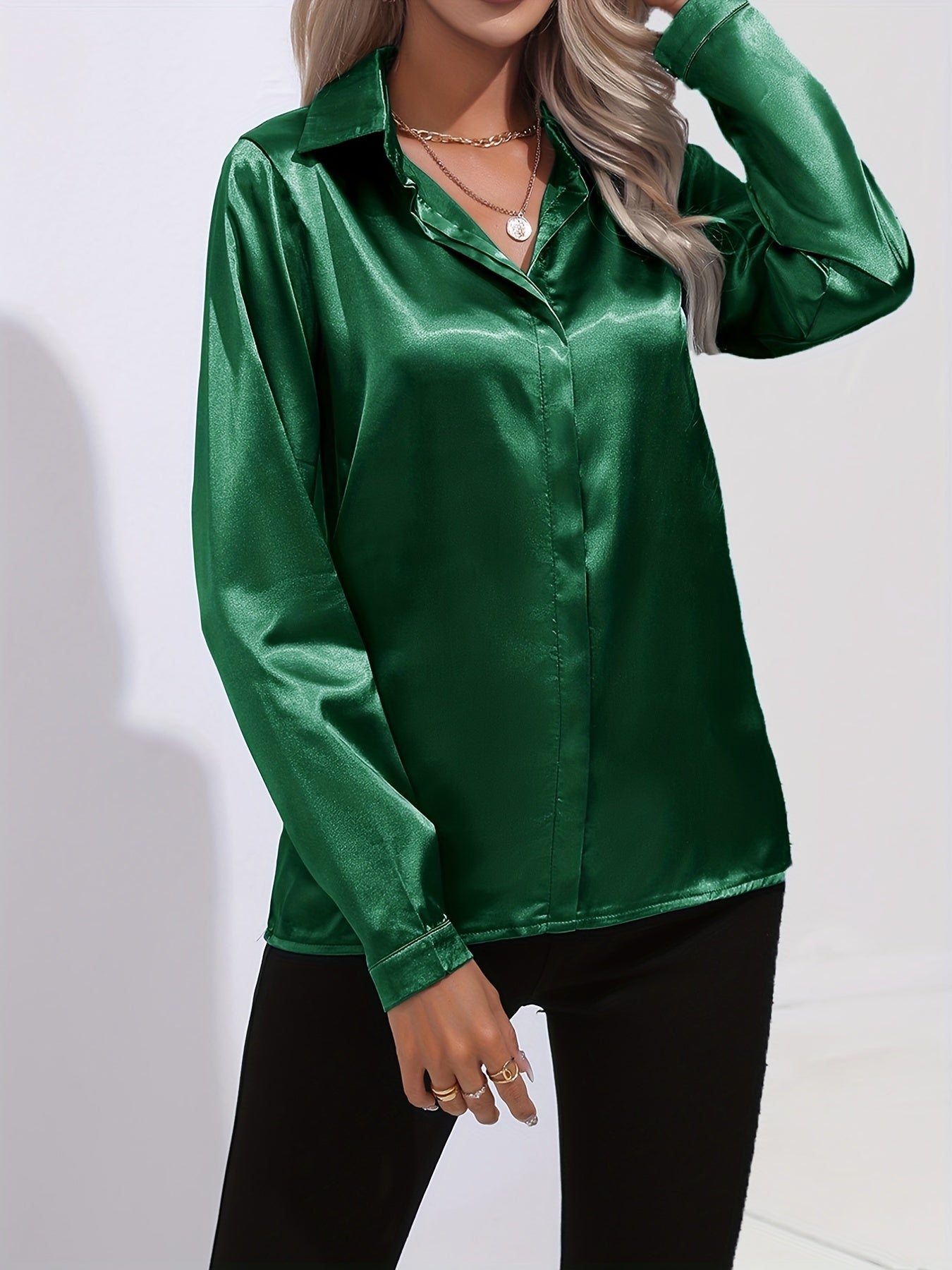 WW | Schicke Herbst Elegante Satin Bluse für Frauen
