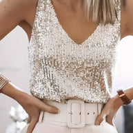 WW | Elegantes Ärmelloses Top mit Pailletten