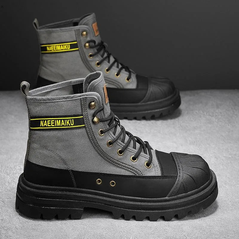 WW | Herren lässige sportliche Canvas Stiefel mit dicker Sohle