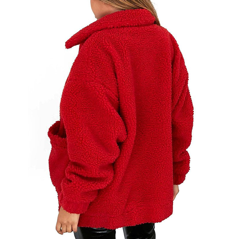 WW | Damen Fleece Sweatshirt Mit Breitem Kragen