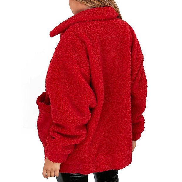 WW | Damen Fleece Sweatshirt Mit Breitem Kragen