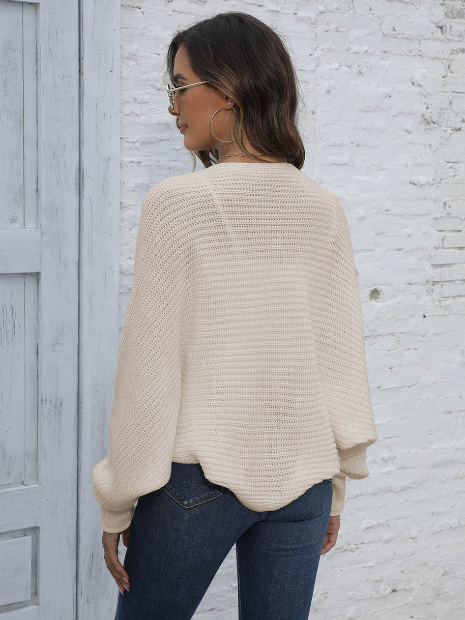 WW | Bat Sleeve Offenes Front Kurzes Cardigan