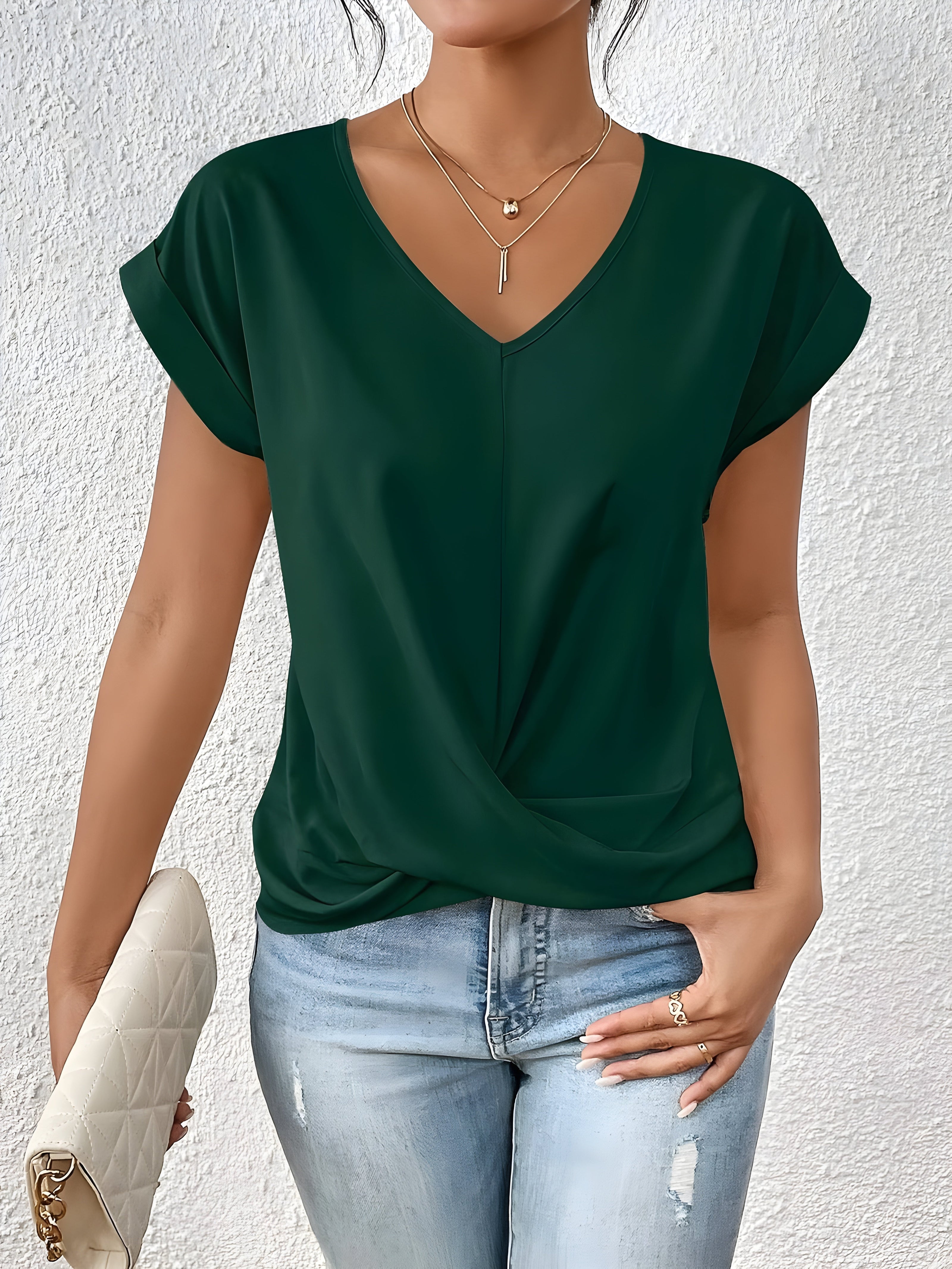 WW | Lässiges T-Shirt Mit V-Ausschnitt