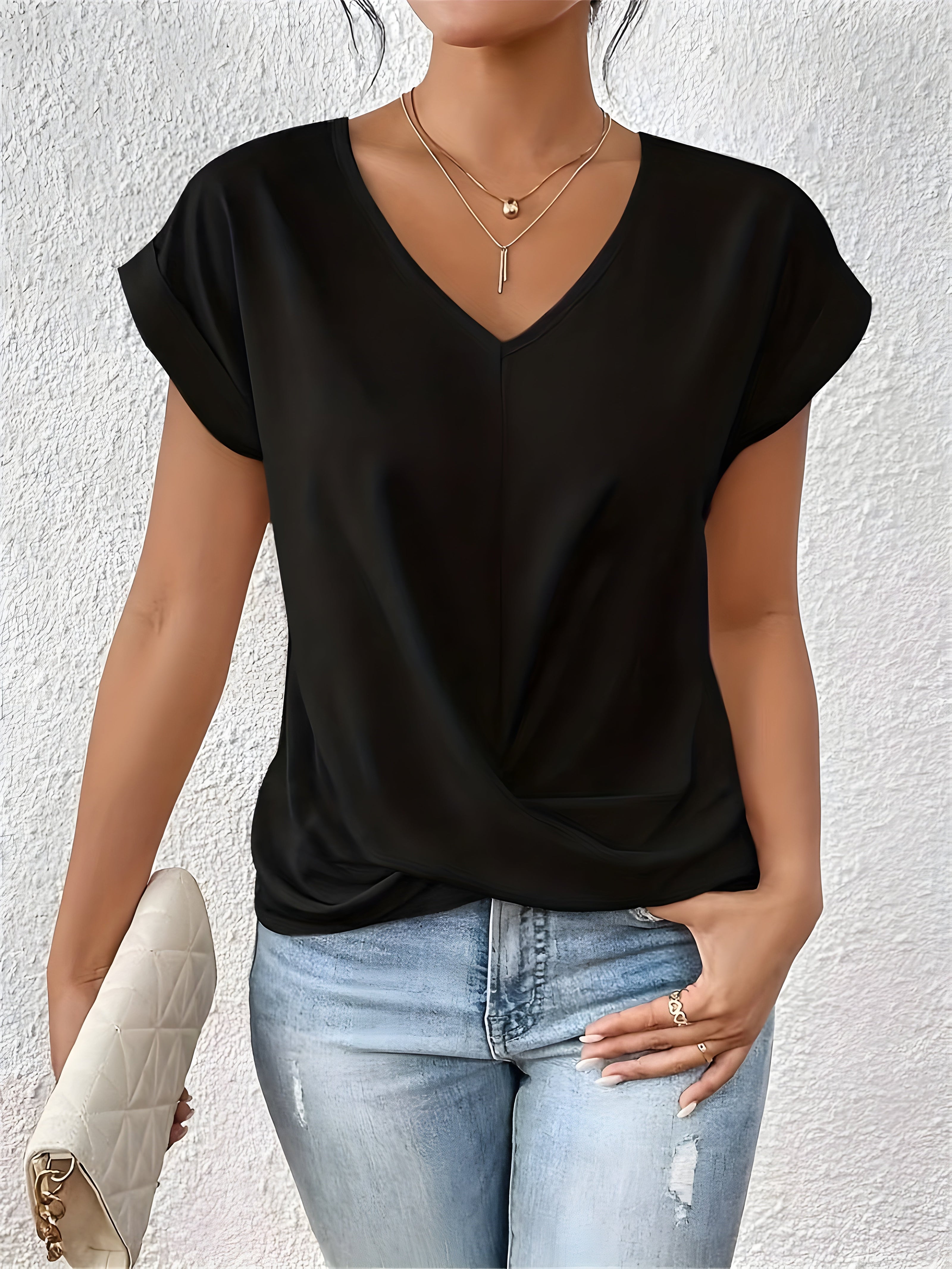 WW | Lässiges T-Shirt Mit V-Ausschnitt