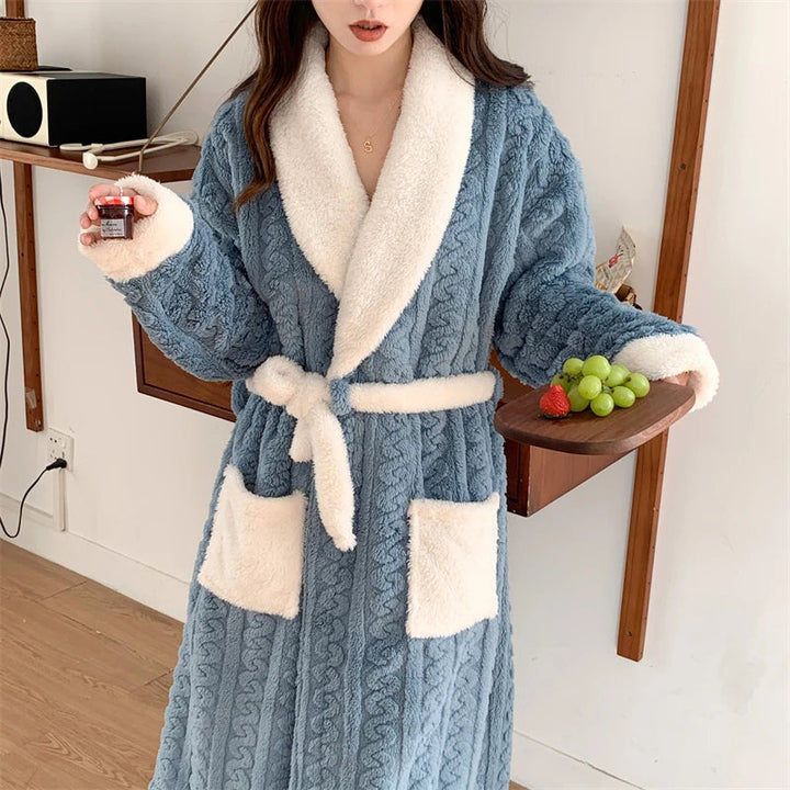 W&W Mode | Herbst-Bademantel aus kariertem Flanell Für Frauen