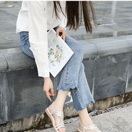 WW Flache Sandalen - Schick - Elastischer Knöchelriemen