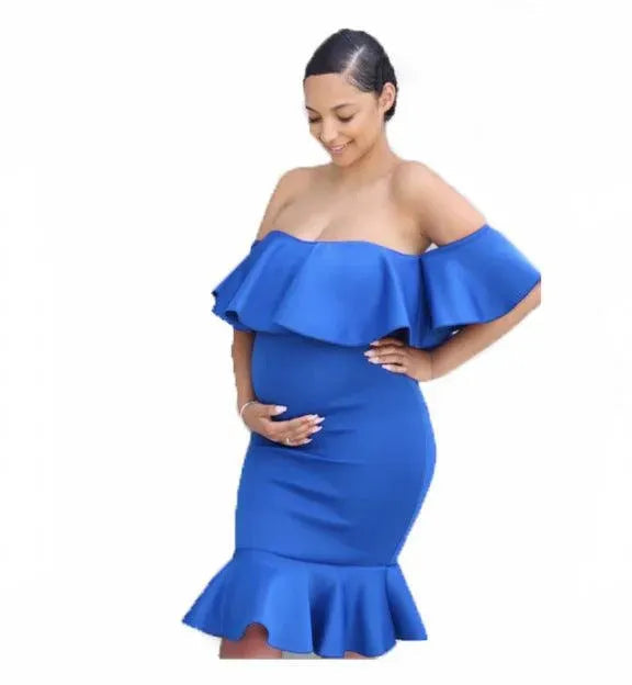 WW | Maternity dress with elastic frills for pregnant women