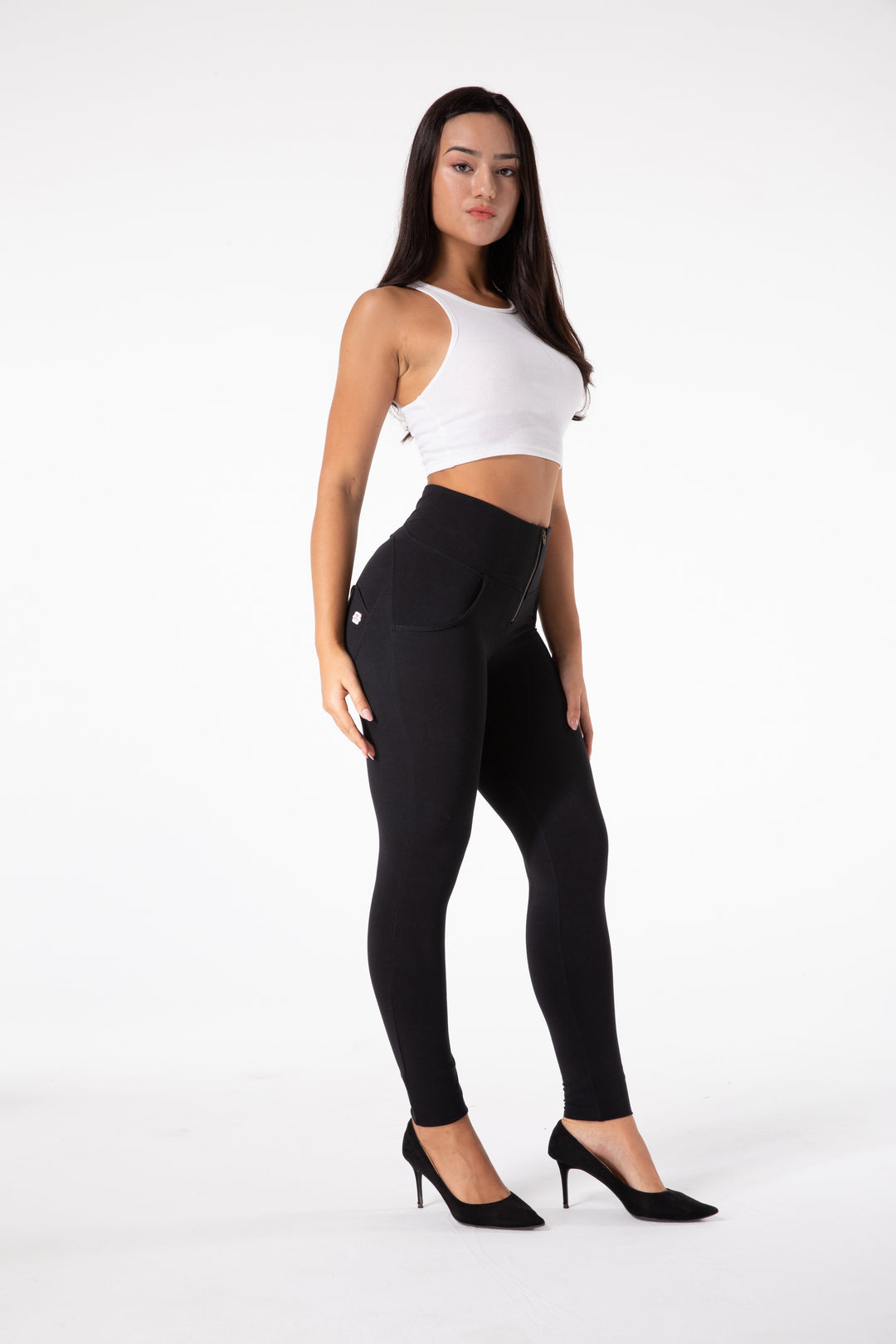 W&W Mode | Stramme Schwarze Leggings mit Hohem Bund
