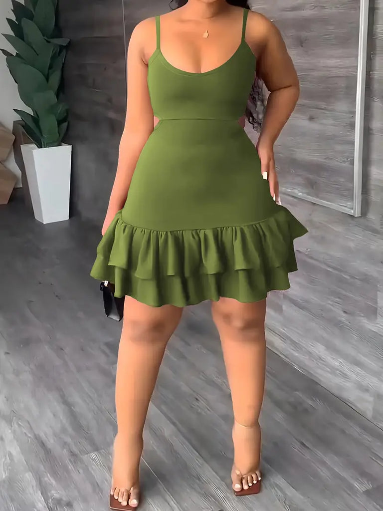 WW | Leichte Sommerkleid mit Geschichteten Rüschen und Ausschnitt