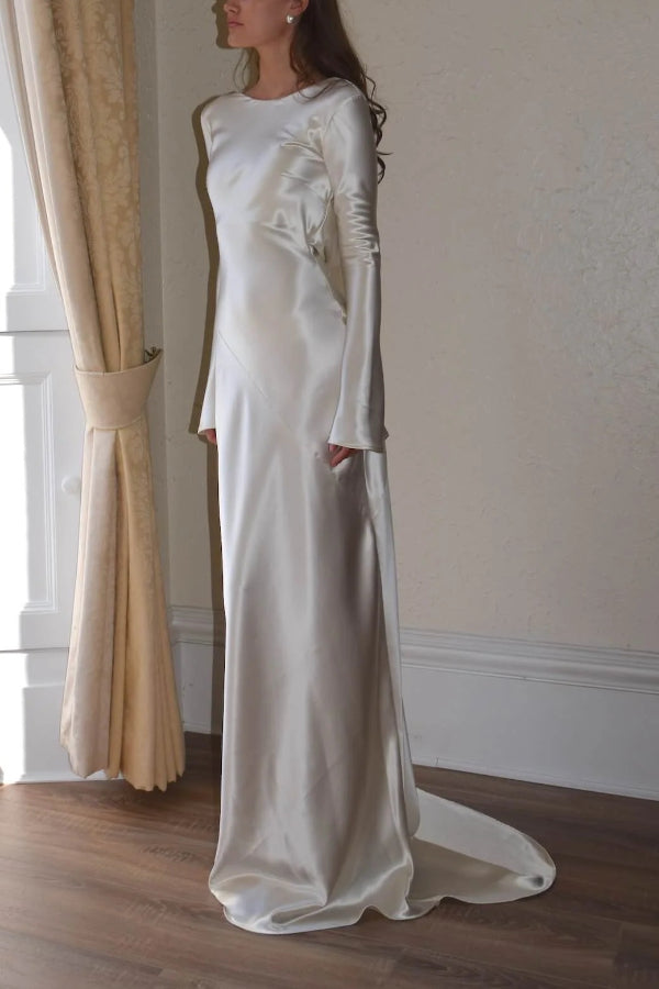 WW | Pearl Eden Satin Rückwärtig Offene Cowl Neck Gown Maxi Kleid