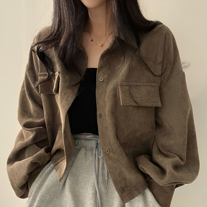 W&W Mode | Damenjacke Aus Cord Mit Kurzem Revers
