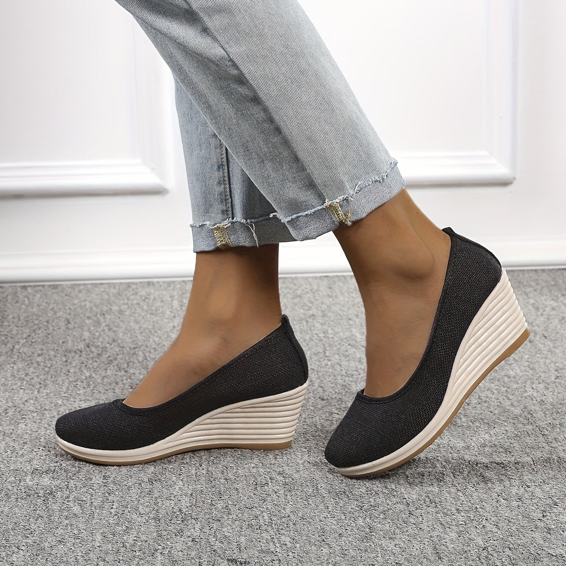 WW | Atmungsaktive Slipper Mit Keilabsatz Schuhen