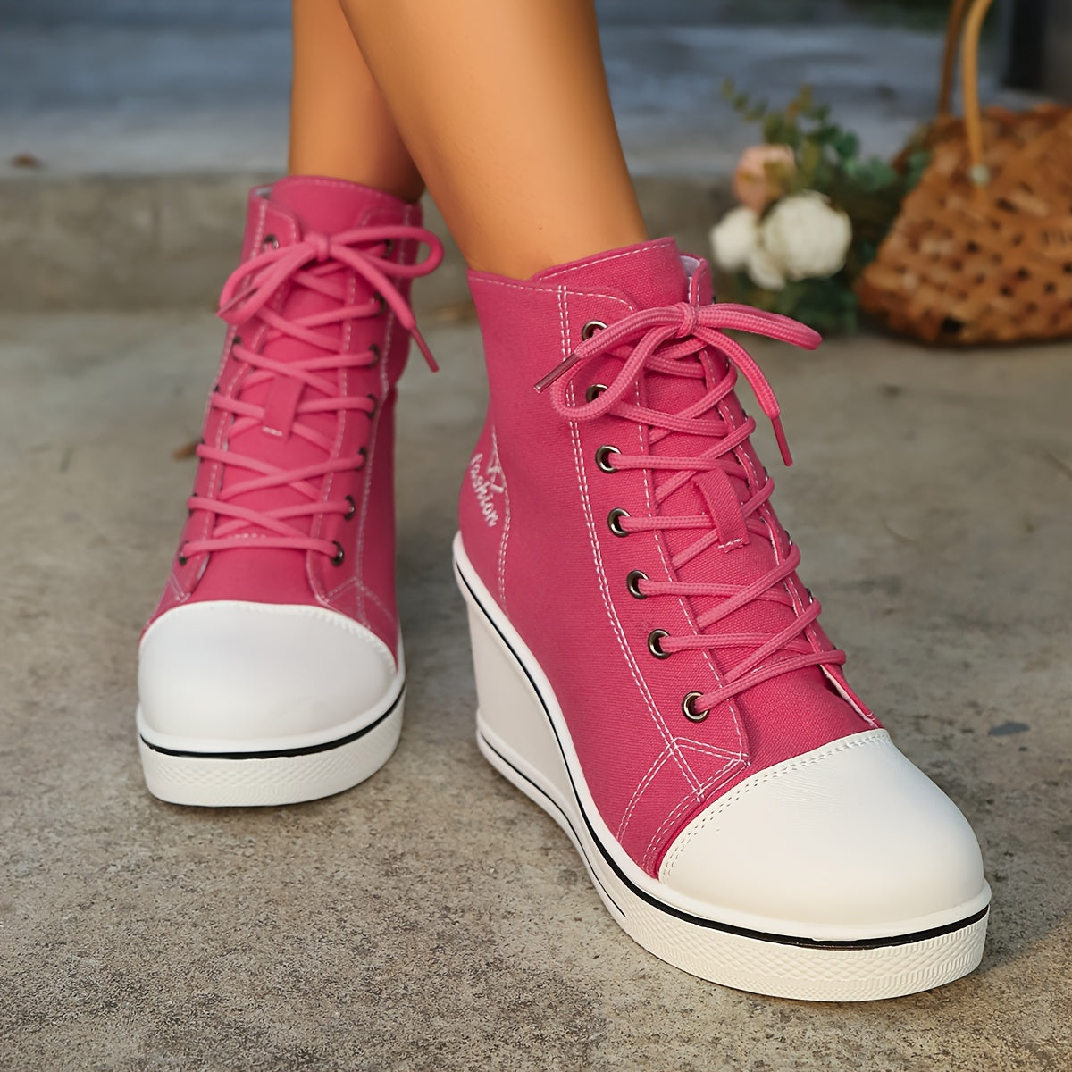 WW | Einfache Canvas Stiefeletten Mit Liebesmotiv