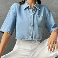 WW | Mühelos Schickes Hellblaues Denim-Shirt