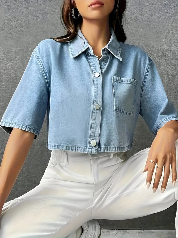 WW | Mühelos Schickes Hellblaues Denim-Shirt